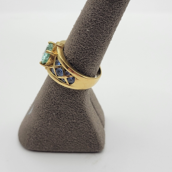 Vintage Sterling silver Vermil C^A Canada Aquamarine Lattice Filigree Ring - Picture 7 of 14